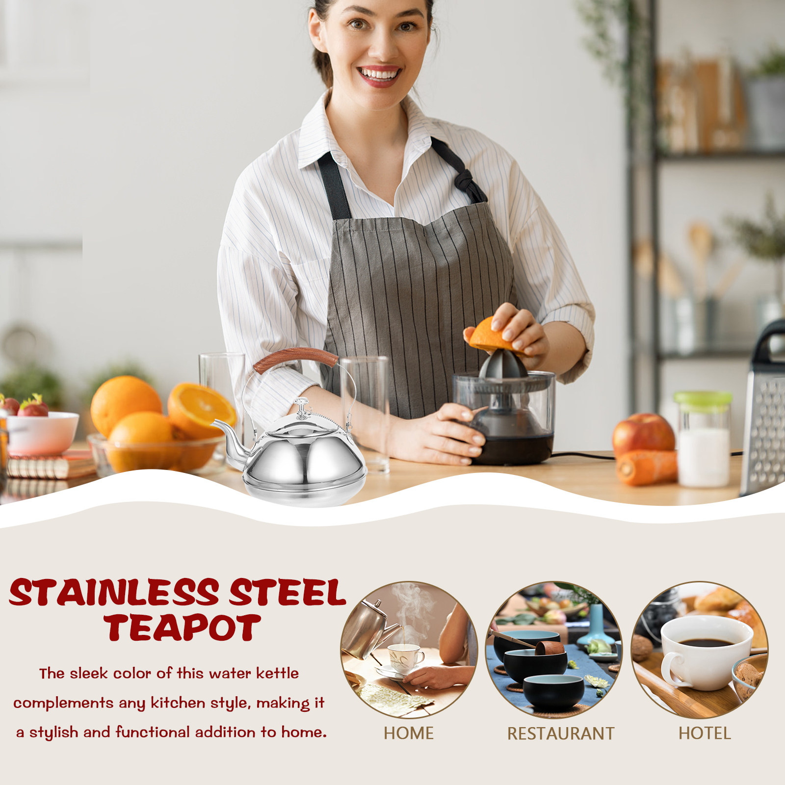 Commercial Kitchen Kettle - Premium Stainless Steel Teapot with Integrated