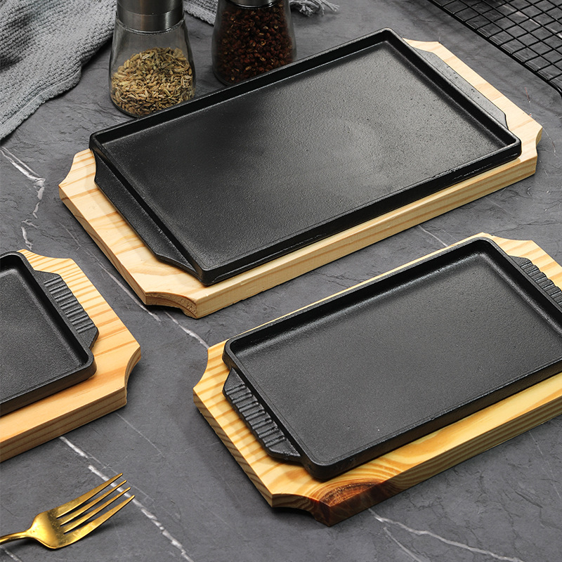 Commercial Kitchen Grill - Cast Iron Teppanyaki Grill Plate Rectangle