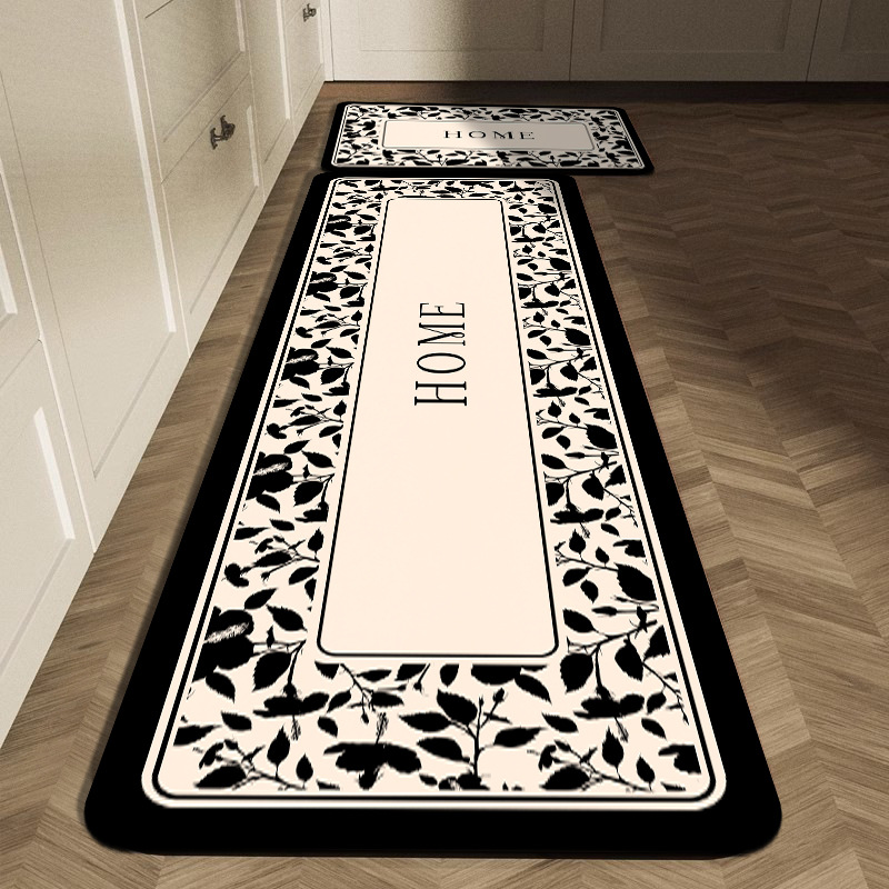 Commercial Kitchen Tile Flooring - Black White Geometric Tile Kitchen Mat