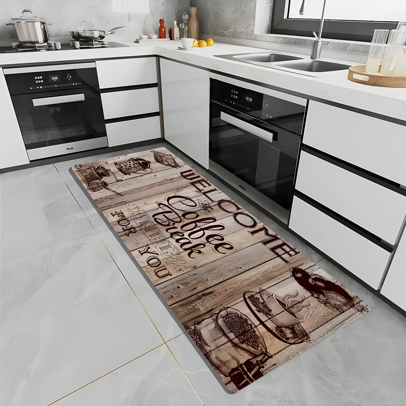 Commercial Kitchen Quotes - Vintage Coffee Quote Print Kitchen Runner