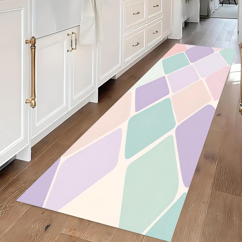 Commercial Kitchen Tile Flooring - Geometric Tile Runner Rug Anti Slip