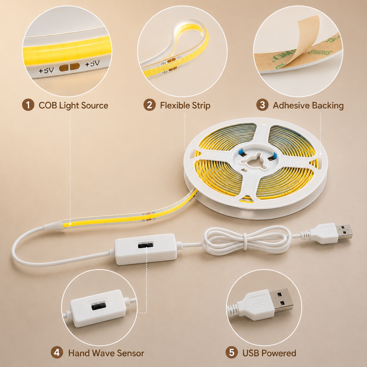 COB LED Light Strip Gesture Se - đánh giá và giá Commercial Kitchen Cabinet