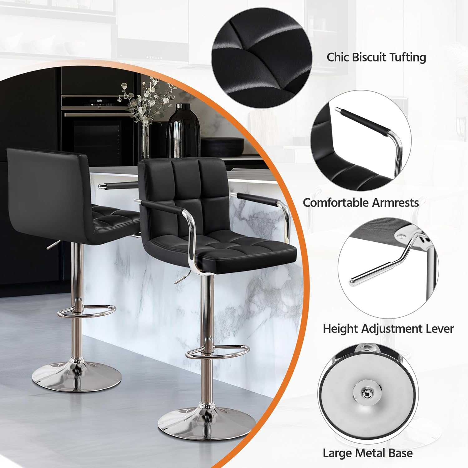 Bar Stools Set Of 2, PU Leathe - đánh giá và giá Commercial Kitchen Counter