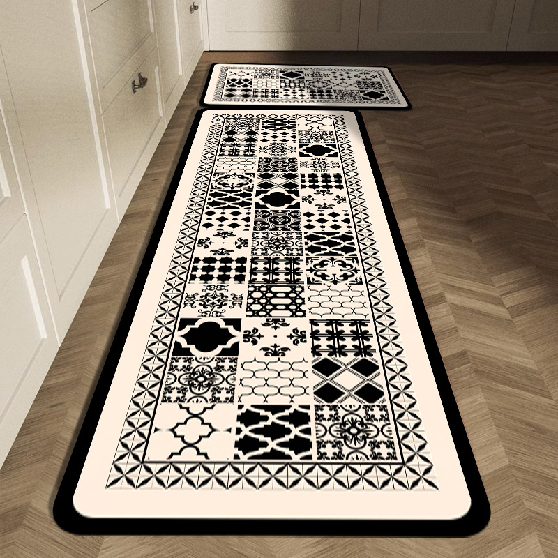 Black White Geometric Tile Kit - đánh giá và giá Commercial Kitchen Tile Flooring