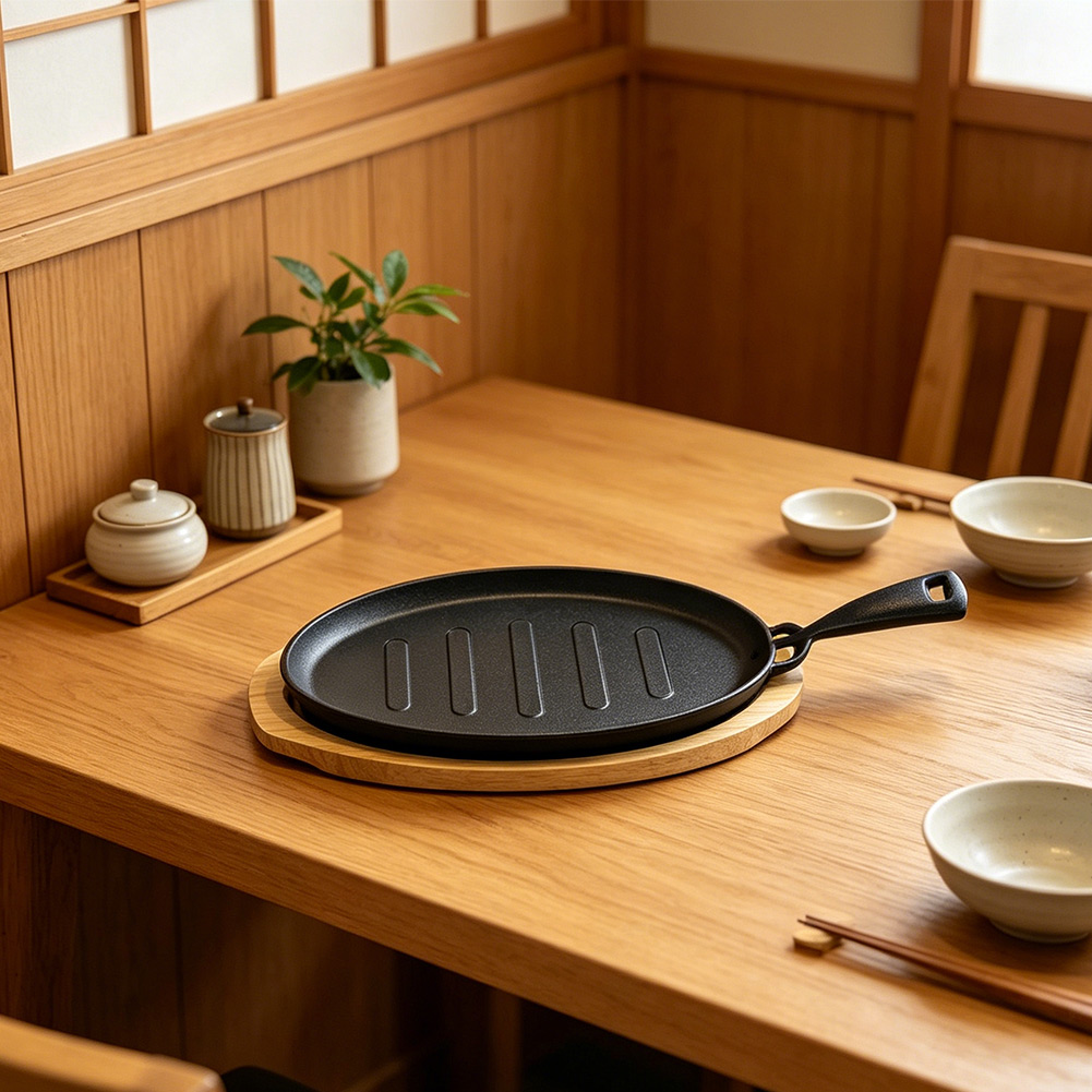 Oval Cast Iron Steak Plate Set - đánh giá và giá Teppanyaki Grill Table